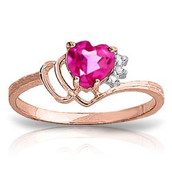 ALARRI 0.97 Carat 14K Solid Rose Gold Dainty Heart Pink Topaz Ring