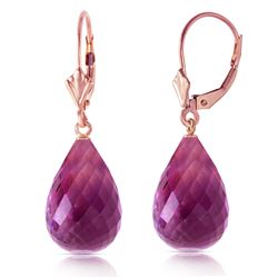 ALARRI 14 Carat 14K Solid Rose Gold Amethyst Briolette Swing Earrings