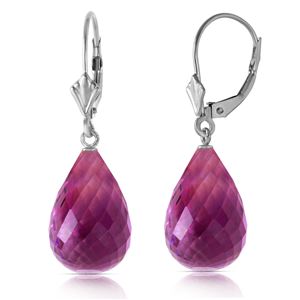 ALARRI 14 Carat 14K Solid White Gold Almost Touching Amethyst Earrings