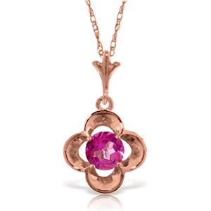 ALARRI 14K Solid Rose Gold Necklace w/ Natural Pink Topaz