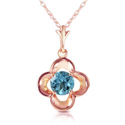 ALARRI 14K Solid Rose Gold Necklace w/ Natural Blue Topaz