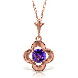 ALARRI 14K Solid Rose Gold Necklace w/ Natural Purple Amethyst