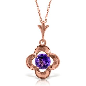 ALARRI 14K Solid Rose Gold Necklace w/ Natural Purple Amethyst