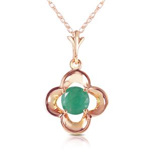 ALARRI 14K Solid Rose Gold Necklace w/ Natural Emerald