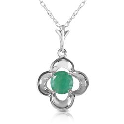 ALARRI 0.55 Carat 14K Solid White Gold Essential Spirit Emerald Necklace