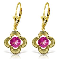 ALARRI 1.1 Carat 14K Solid Gold Leverback Earrings Natural Pink Topaz