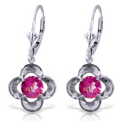 ALARRI 1.1 Carat 14K Solid White Gold Leverback Earrings Natural Pink Topaz