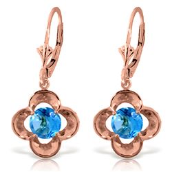 ALARRI 1.1 Carat 14K Solid Rose Gold Blue Topaz Bloom Earrings