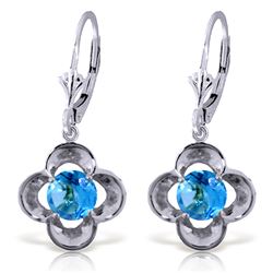 ALARRI 1.1 Carat 14K Solid White Gold Incentive Blue Topaz Earrings