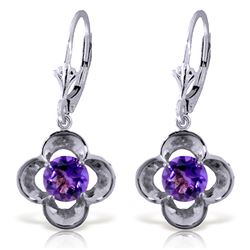 ALARRI 1.1 CTW 14K Solid White Gold Diligent Heart Amethyst Earrings