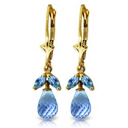 ALARRI 3.4 Carat 14K Solid Gold Gefion Blue Topaz Earrings