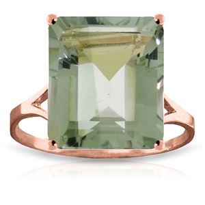 ALARRI 6.5 Carat 14K Solid Rose Gold Ring Natural Octagon Green Amethyst