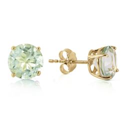 ALARRI 3.1 Carat 14K Solid Gold Stud Earrings Natural Green Amethyst