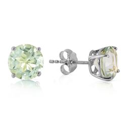 ALARRI 3.1 Carat 14K Solid White Gold Stud Earrings Natural Green Amethyst