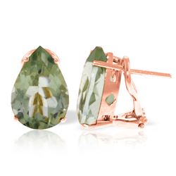 ALARRI 10 CTW 14K Solid Rose Gold Pear Shape Green Amethyst Earrings