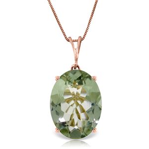 ALARRI 14K Solid Rose Gold Necklace w/ Oval Green Amethyst