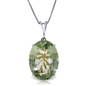 ALARRI 7.55 Carat 14K Solid White Gold Necklace Oval Green Amethyst