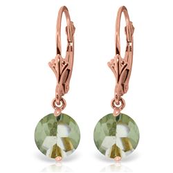 ALARRI 3.1 CTW 14K Solid Rose Gold Leverback Earrings Green Amethyst