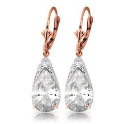 ALARRI 10 Carat 14K Solid Rose Gold Ocean White Topaz Earrings