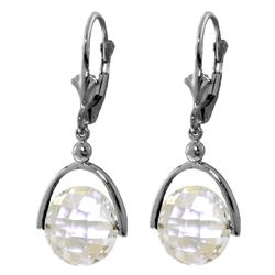 ALARRI 7.5 CTW 14K Solid White Gold Leverback Earrings Checkerboard Cut White To