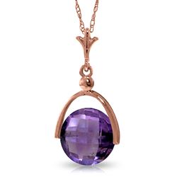 ALARRI 14K Solid Rose Gold Necklace w/ Checkerboard Cut Purple Amethyst