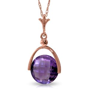 ALARRI 14K Solid Rose Gold Necklace w/ Checkerboard Cut Purple Amethyst
