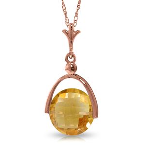 ALARRI 14K Solid Rose Gold Necklace w/ Checkerboard Cut Citrine