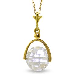 ALARRI 3.65 Carat 14K Solid Gold Necklace Checkerboard Cut White Topaz