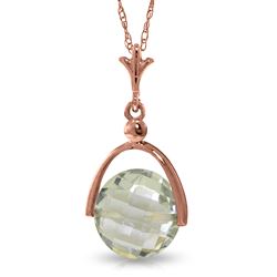 ALARRI 14K Solid Rose Gold Necklace w/ Checkerboard Cut Green Amethyst