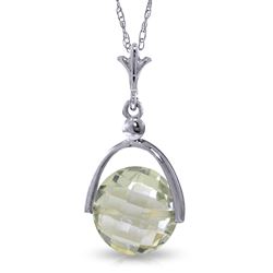ALARRI 3.25 CTW 14K Solid White Gold Necklace Checkerboard Cut Green Amethyst