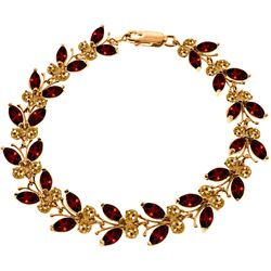 ALARRI 14K Solid Rose Gold Butterfly Bracelet w/ Garnets & Citrines