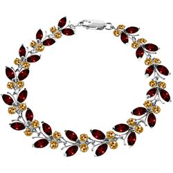 ALARRI 16.5 Carat 14K Solid White Gold Butterfly Bracelet Garnet Citrine