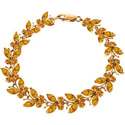 ALARRI 14K Solid Rose Gold Butterfly Bracelet w/ Natural Citrines