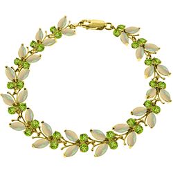 ALARRI 12 CTW 14K Solid Gold Butterfly Bracelet Opal Peridot