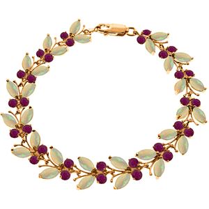 ALARRI 14K Solid Rose Gold Butterfly Bracelet w/ Opals & Rubies