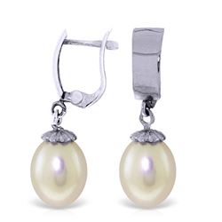 ALARRI 8 CTW 14K Solid White Gold Leverback Earrings Drop Pearl