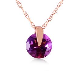 ALARRI 0.75 CTW 14K Solid Rose Gold Sundisk Amethyst Necklace