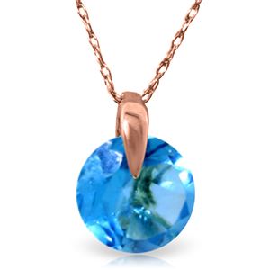 ALARRI 1 Carat 14K Solid Rose Gold Sundisk Blue Topaz Necklace