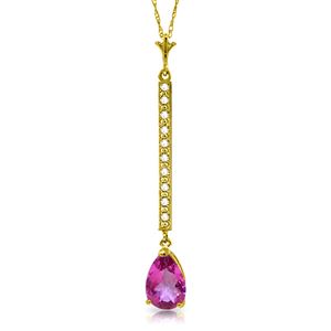 ALARRI 1.8 Carat 14K Solid Gold Necklace Diamond Pink Topaz