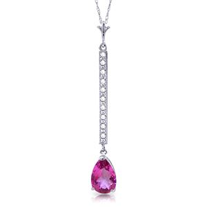 ALARRI 1.8 Carat 14K Solid White Gold Necklace Diamond Pink Topaz