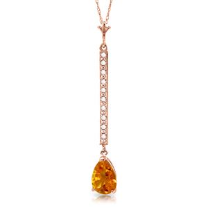ALARRI 14K Solid Rose Gold Necklace w/ Diamonds & Citrine