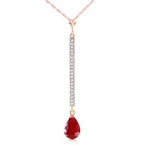 ALARRI 14K Solid Rose Gold Necklace w/ Diamonds & Ruby
