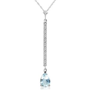 ALARRI 1.8 Carat 14K Solid White Gold Necklace Diamond Aquamarine
