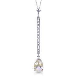 ALARRI 1.8 Carat 14K Solid White Gold Necklace Diamond White Topaz