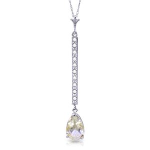 ALARRI 1.8 Carat 14K Solid White Gold Necklace Diamond White Topaz