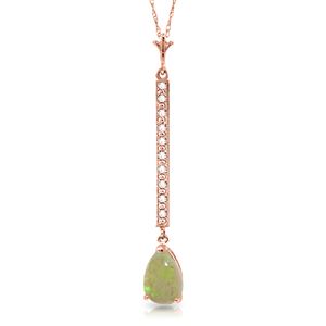 ALARRI 14K Solid Rose Gold Necklace w/ Diamonds & Opal