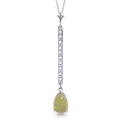 ALARRI 0.82 Carat 14K Solid White Gold Necklace Diamond Opal