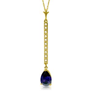 ALARRI 1.8 Carat 14K Solid Gold Necklace Diamond Sapphire