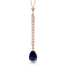 ALARRI 14K Solid Rose Gold Necklace w/ Diamonds & Sapphire
