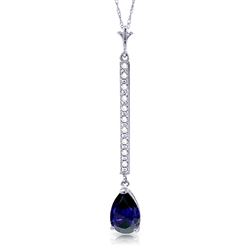 ALARRI 1.8 Carat 14K Solid White Gold Necklace Diamond Sapphire